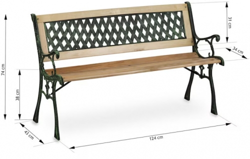 Banca gradina Garden Collections, 124x74x43 cm, cadru otel, lemn de plop, design minimalist